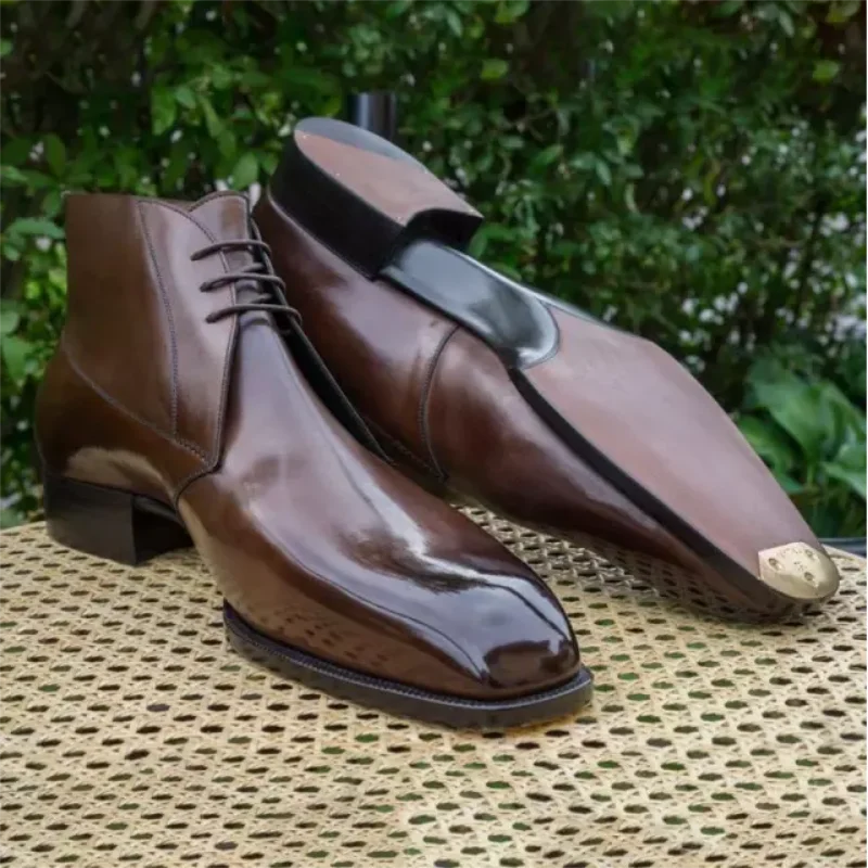 

Handsome Men's High-top Leather Shoes Pointed Toe Leather Spring and Autumn Summer Hair Stylist Martin England Boots XM130