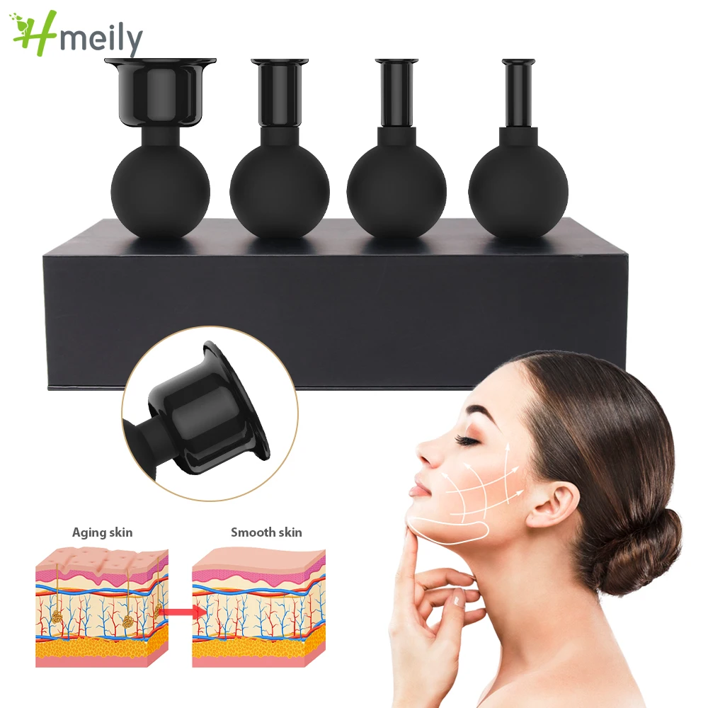 

New Black Vacuum Cupping Glasses Anti-Cellulite Suction Cup Massage Jar Physiotherapy Face Sucker Can Slimming Massager Gift Box