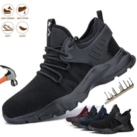men indestructible work safety shoes steel toe cap outdoor boots puncture proof light breathable sport casual sneakers shoes