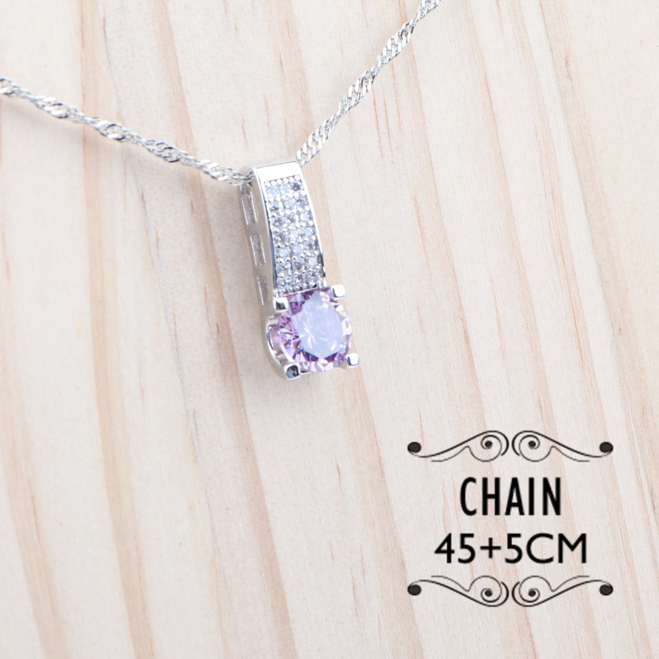 Женский комплект ювелирных изделий из серебра 925 пробы с фиолетовым кубическим