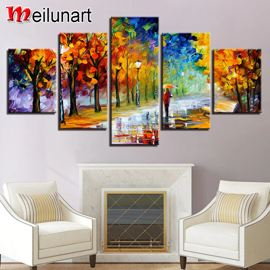 

Walk In The Woods 5 piece diy diamond painting full square round drill diamond embroidery sale kits home decoration AS0085