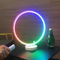 LED Mood Table Lamp Circle Night Light Modern Design Remote Control Dimming RGBW Color Change Atmosphere Lamp For Bedroom Party