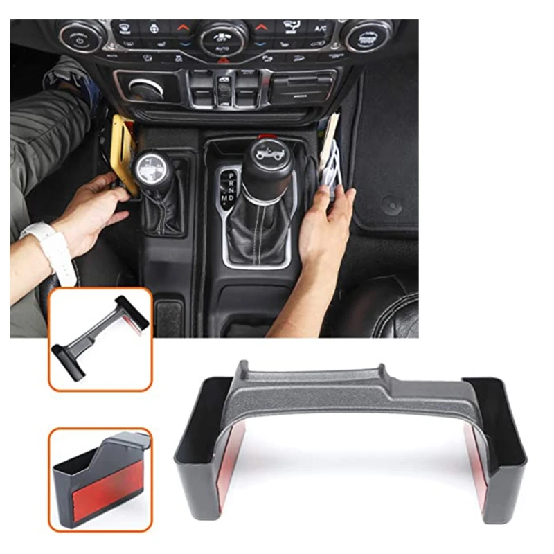 

50LC Gear Shift Console Side Tray Organizer Gear Shifter Pocket Holder Bins for Wrangler 18-19