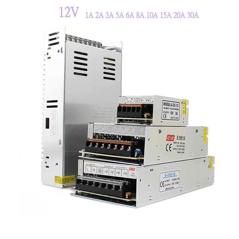 

LED Driver Source AC DC 220V 12V Lighting Transformer 12Volt 1A 2A 3A 5A 6A 8A 10A 12A 15A 20A 30A 33A 40A 50A SMPS Power Supply
