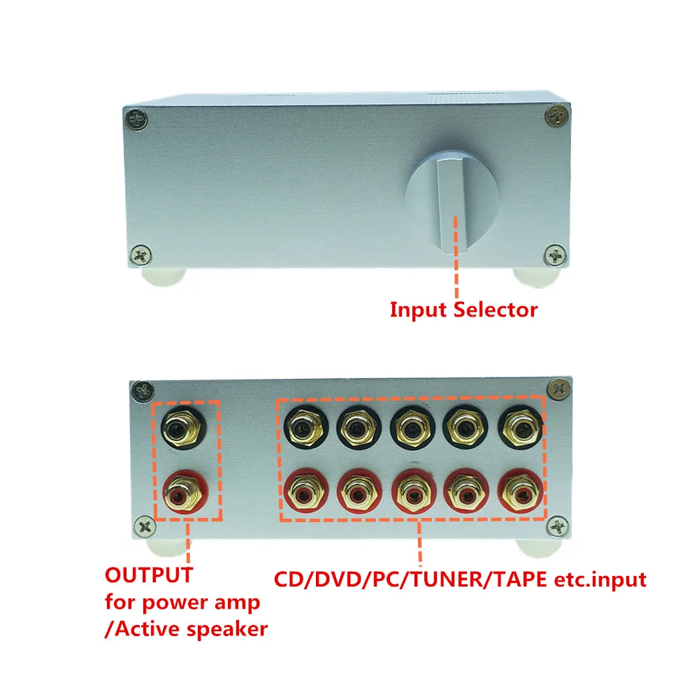 

5 Input 1 Output / 1 In 5 Out HIFI Passive audio input signal selector Source Selector audio signal switcher box signal splitter