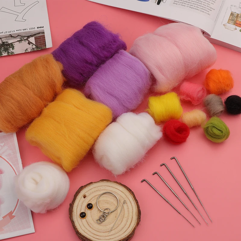 RORGETO Cute Cat Wool Felt Doll Craft DIY Non Finished Poked Set Handcraft Kit Needle Felting Toy Keychain Material Pack | Дом и сад