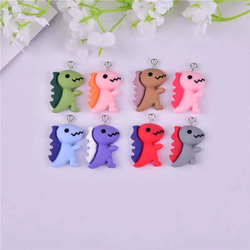 

Mix Color 20pcs/pak 3D Dinosaur Colorful Resin Charms DIY Jewelry DIY Earring Keychain Making