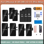 ЖК-дисплей для iPhone X XS XR 12 11 Pro Max, сменный сенсорный ЖК-экран для iphone XR, XS, 11Pro Max, без битых пикселей, закаленное стекло