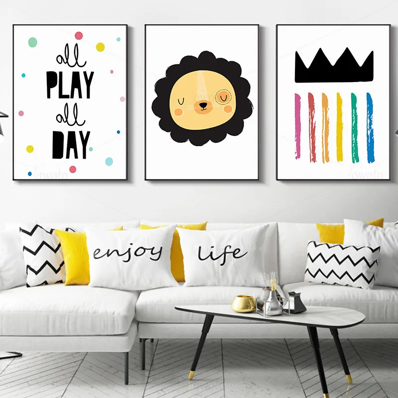 Плакаты и принты с черными цитатами мультяшная Картина на холсте детская