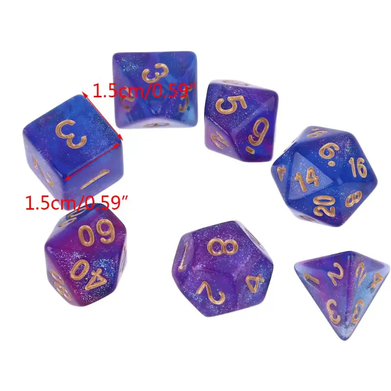 

7pcs D4-D20 Acrylic Polyhedral Dice 20 Sided Dices Table Board Role Playing Game for Bar Pub Club Party