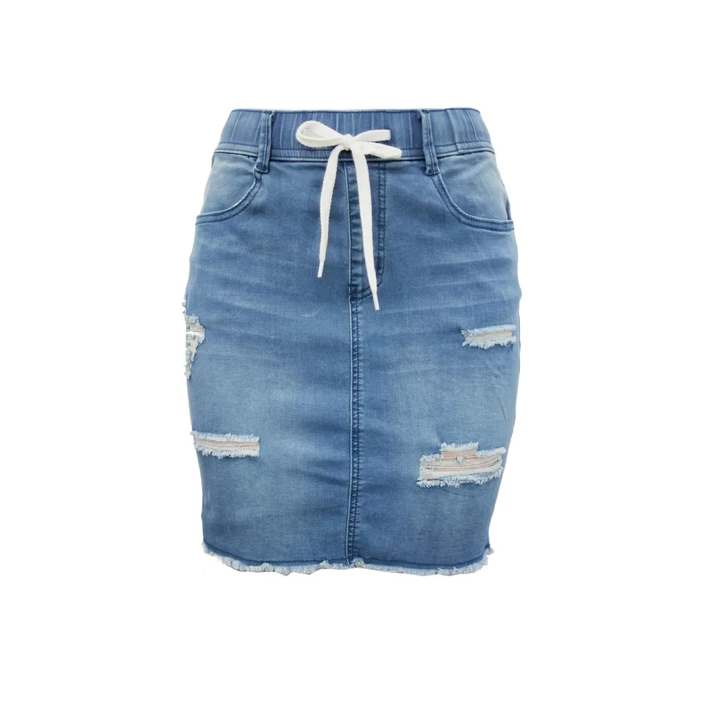 

2020 New Arrival Summer Style Female Fashion Sexy Ripped High Waists Night Club Sexy Denim A-Line Skirts