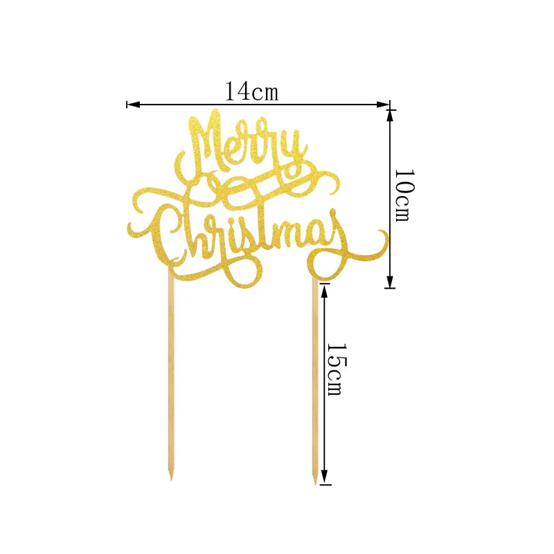 Рождественский капкейк Toppers золотой серебряный блеск снежное украшение веселые
