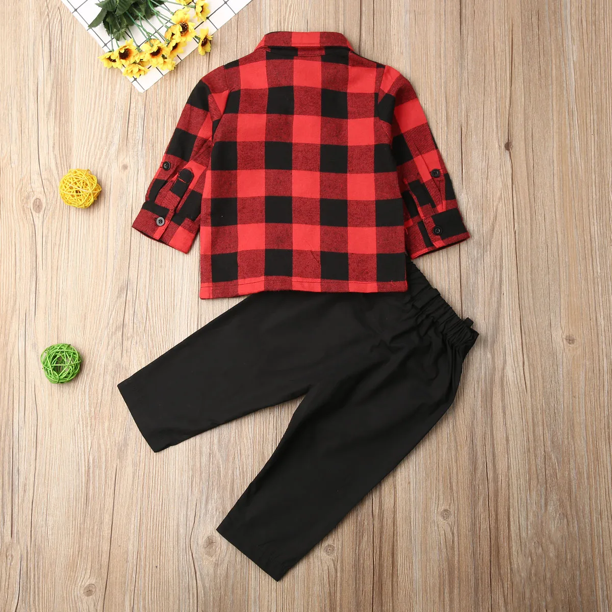 

Toddler Baby Boy Plaid Long Sleeve Shirt Tops +Pants 2pcs Outfits Kids Gentleman Formal Clothes Size 2-6Y