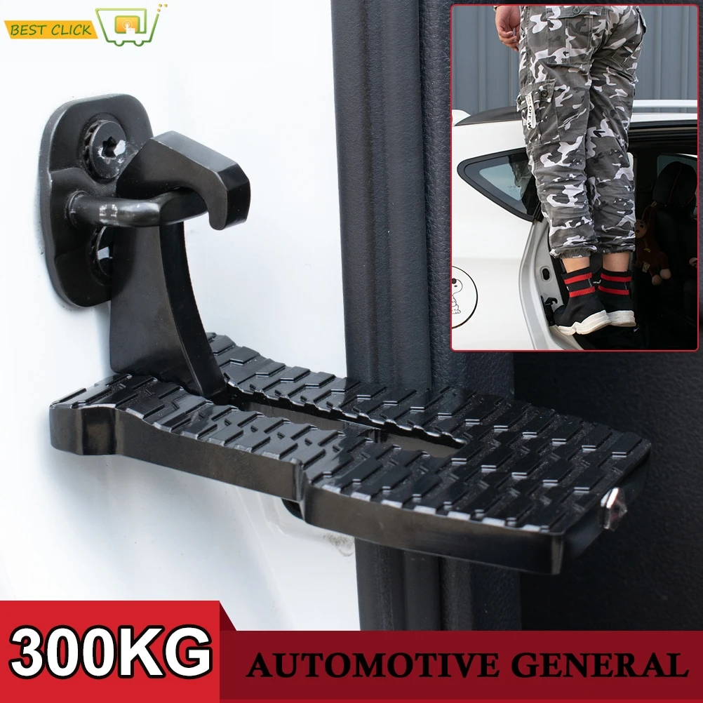 Universal Car Auxiliary Pedal Roof Top Rack Access Pedal Hook NonSlip Foot Rest Safety Hammer For Trunk SUV Jeep Ladder Aluminum