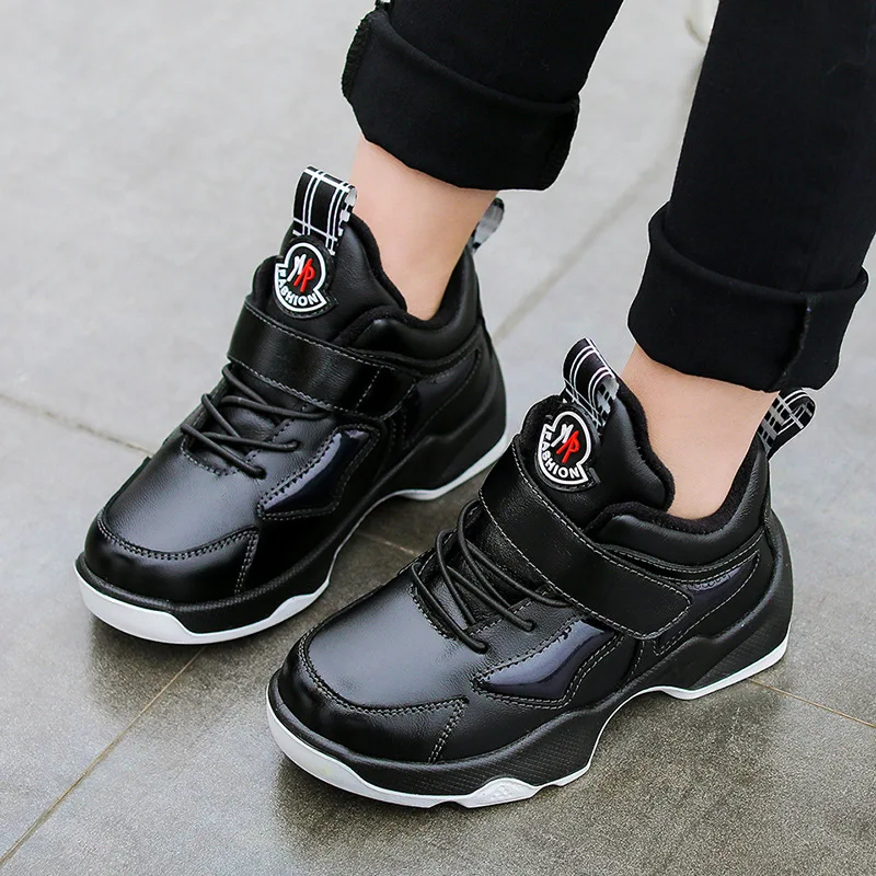 Детская зимняя обувь из натуральной кожи ботинки мартинсы для мальчиков школьные кроссовки модные зимние