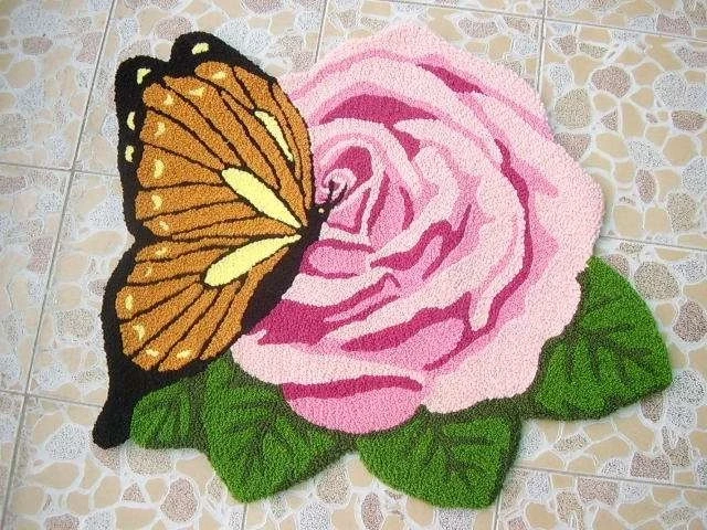Felpudo de Mariposa o rosa 3d antideslizante, alfombra hecha a mano para sala de estar, gran oferta