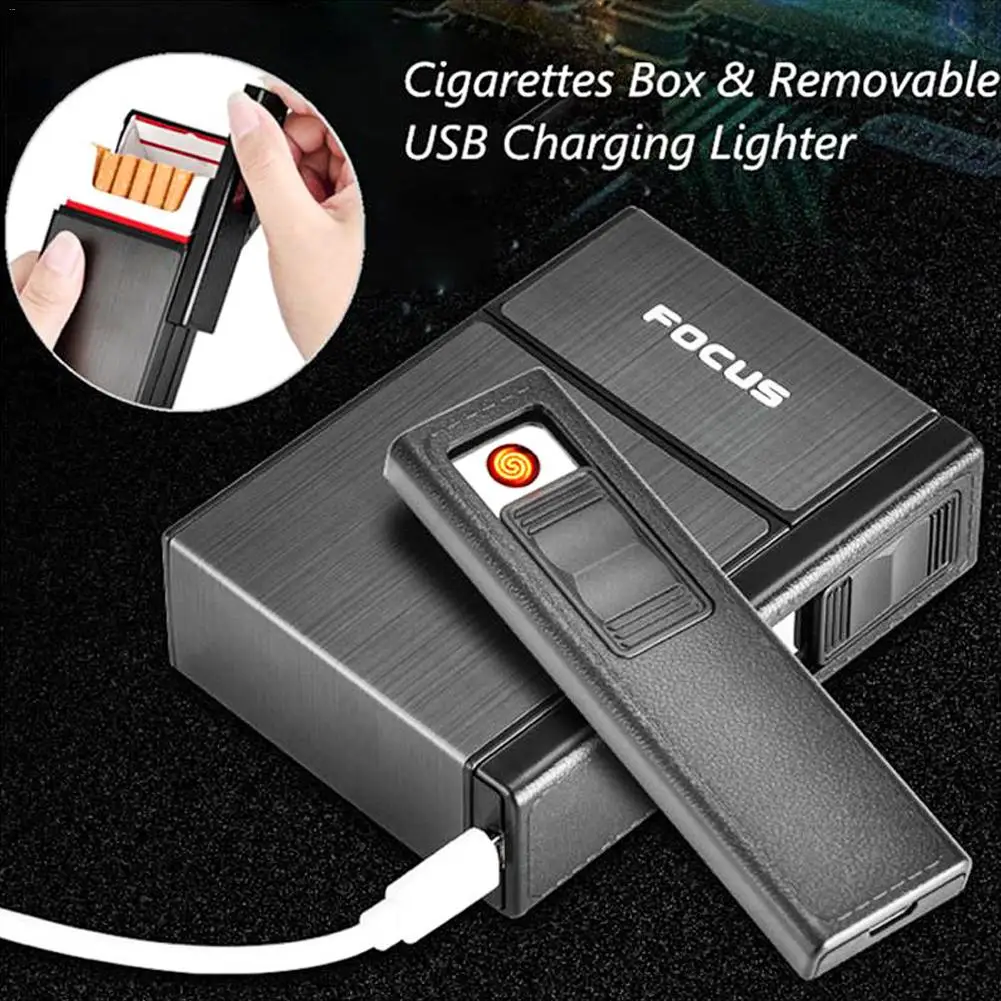 Новый держатель Ciagrette коробка со съемной электронная USB Зажигалка Беспламенное
