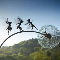 garden decorative stake fairies and dandelions dance together metal garden yard art decor lawn landscape sculpture decoration