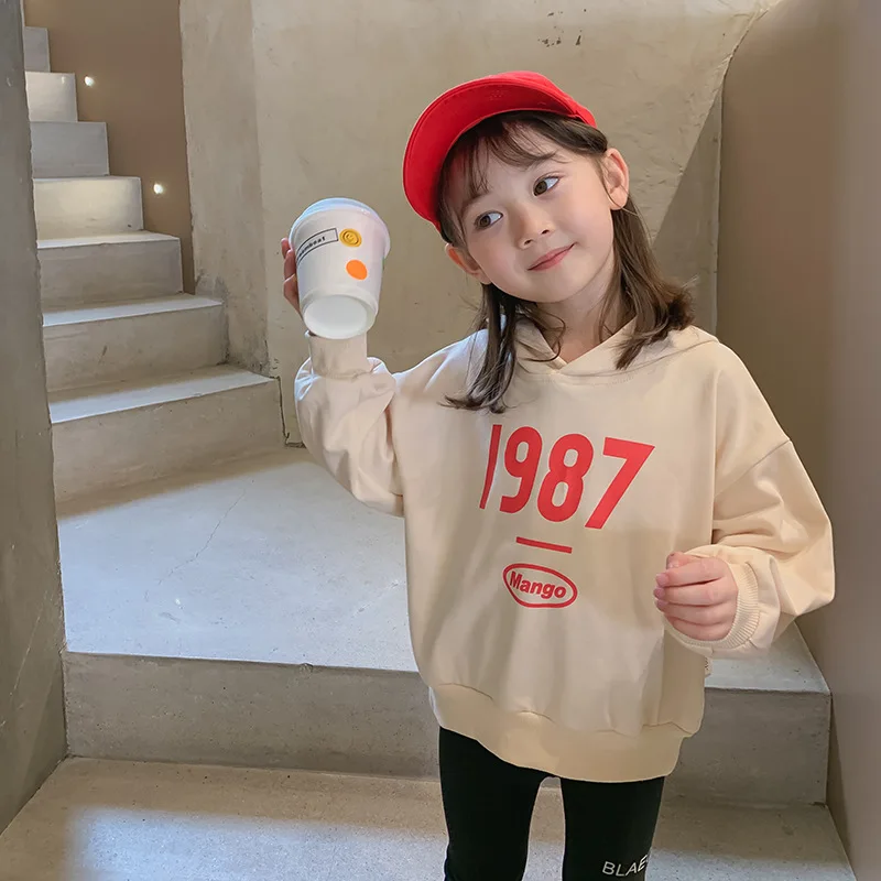 

Children's Sweatshirt 2021 Spring and Autumn New Korean Children's Digital Hooded Sweatshirt Kids Long Sleeve T Shirt Baby Tees