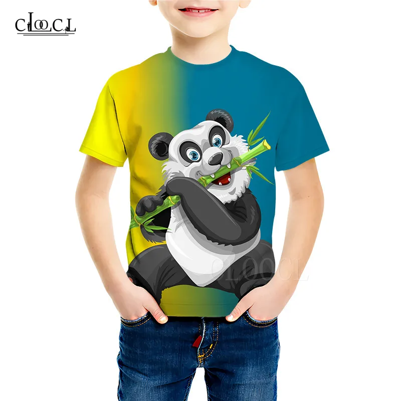 Летняя Детская футболка с рисунком панды забавная изображением милая