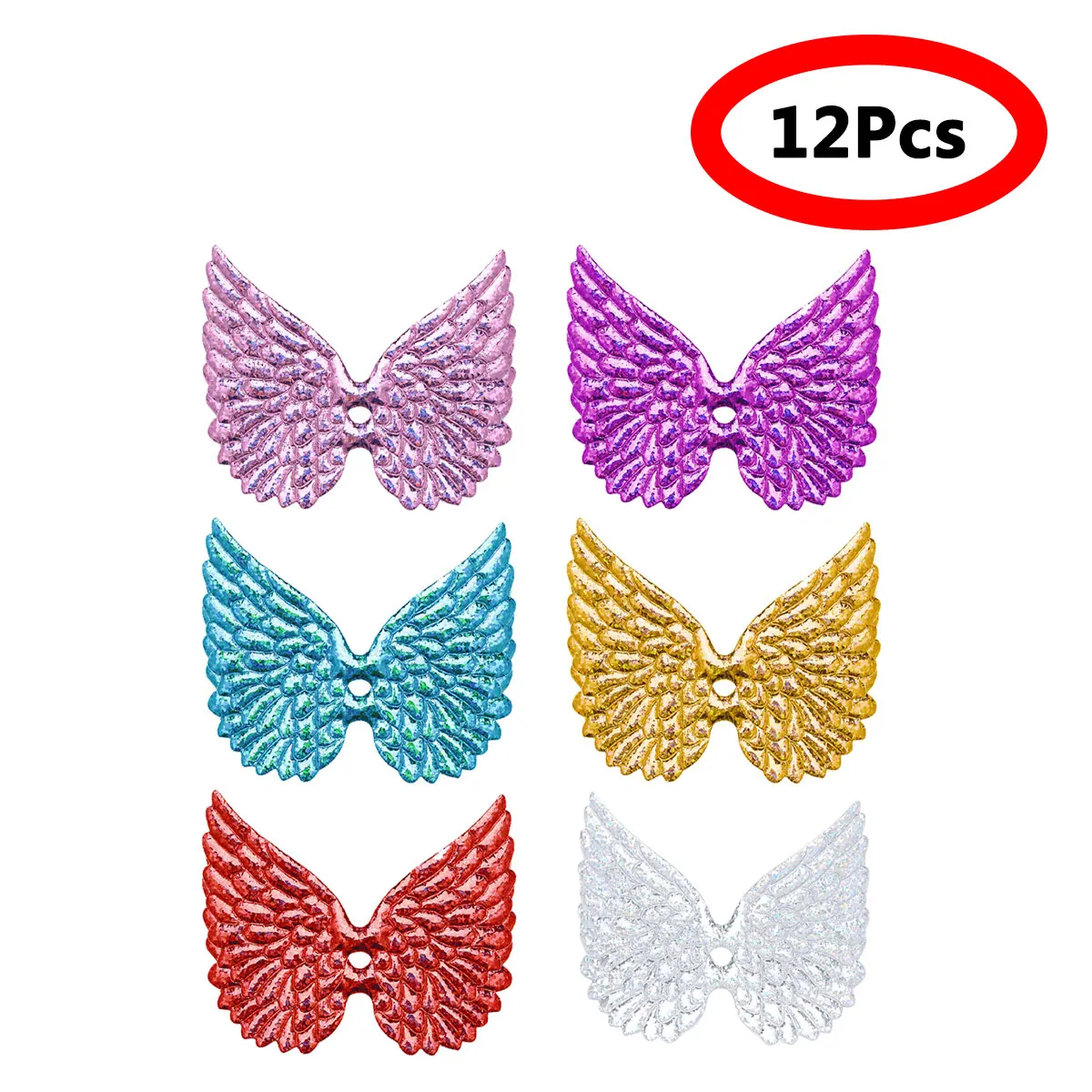 

12Pcs DIY Angel Wings Patches Crafts Shiny Holographic Embossed Fabric Applique Sewing Patch Supplies for Bag Clothes Decoration