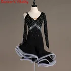 Платье для латиноамериканских танцев, для женщин, для конкурсов, для взрослых и детей, для румбы, профессиональная сценическая одежда, танцевальная одежда