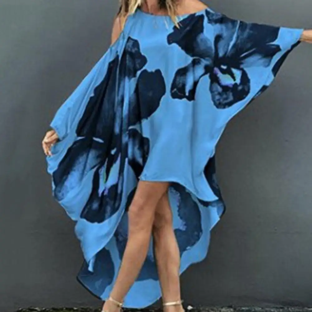 

Spring Casual Batwing Sleeve Loose Beach Dress 2021 Summer Sexy Off Shoulder Party Dress Elegant Floral Print Women Long Dresses