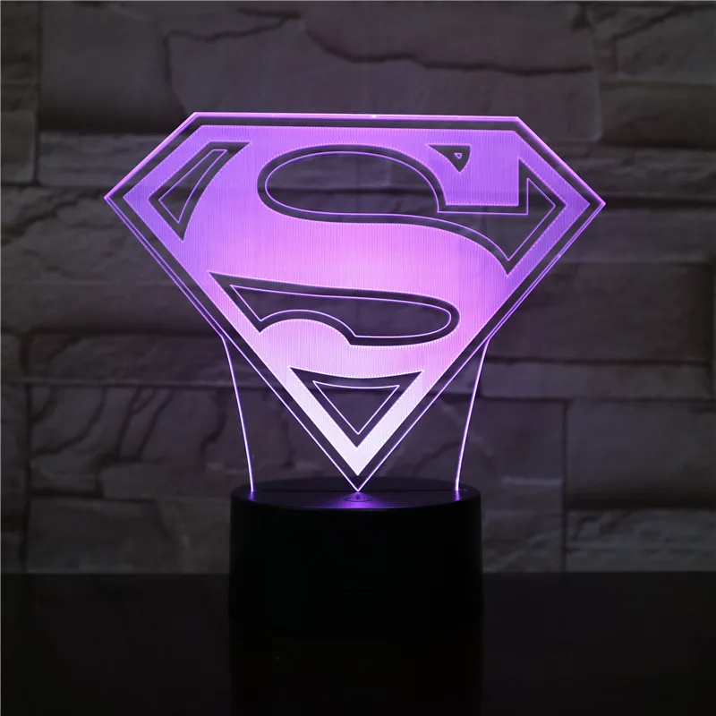 Супермен Бэтмен логотип Dc Лига Справедливости Usb 3d светодиодный Ночной