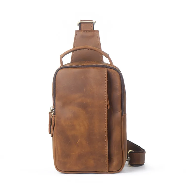 

Men Backpack High Quality Genuine Leather Back Pack For Men Messenger Shoulder Chest Bag Pack Male Cross Body Travel Mochila