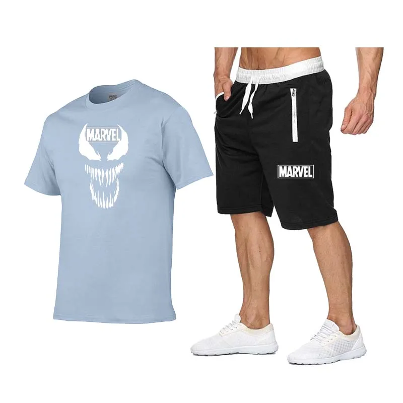 Marvell 2019 новая футболка мужские наборы Модный летний хлопковый спортивный костюм