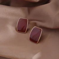 fashionable geometric earring net red temperament metal oil dripping s925 silver needle earrings