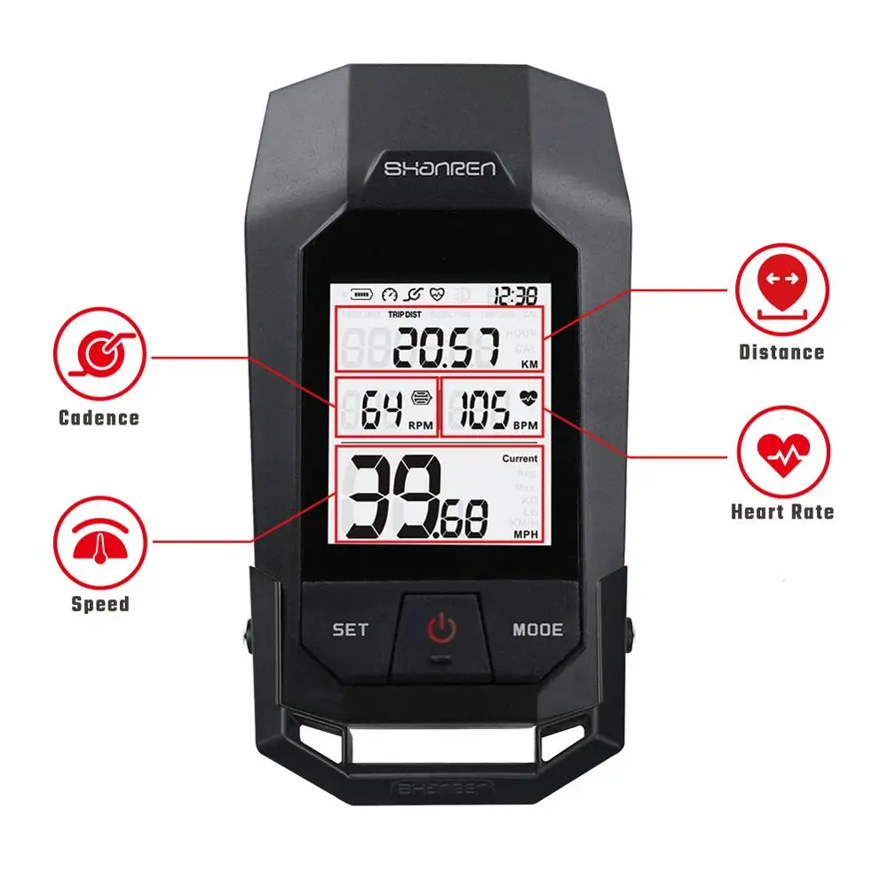 SHANREN Беспроводной велосипедный компьютер Raptor II Pro встроенный спереди светильник