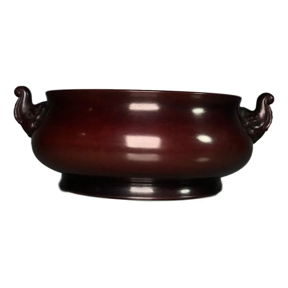 

LaoJunLu Real Red Copper Date Skin And Red Double Elephant Ear Censer Ornaments Recognition: Ming Xuande Years Imitation
