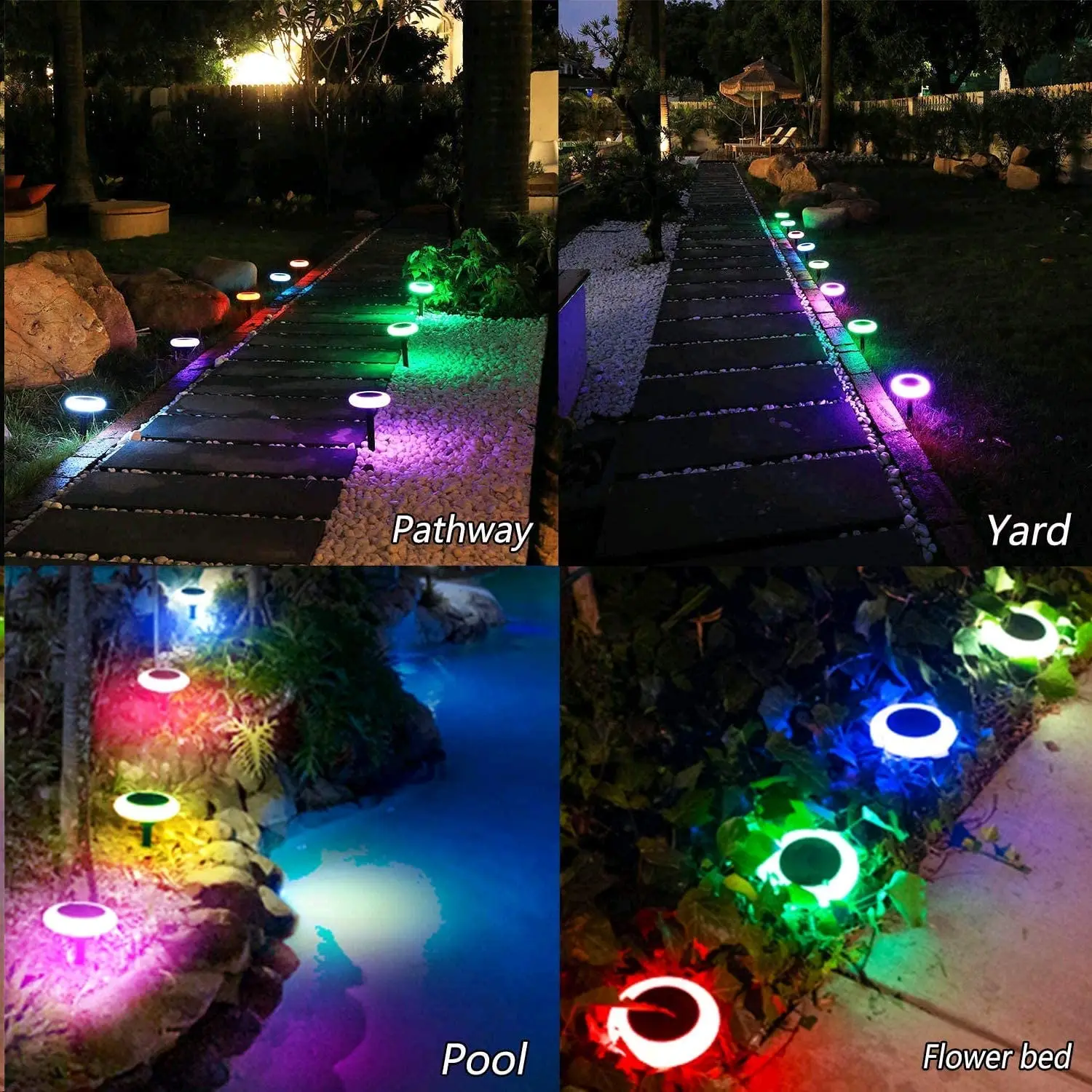 구매 2/4/6pcs Solar Garden Lights 8led Colorful Gradient Solr Led Lamps Pathway Outdoor Waterproof Luses De Patio Solares Lawn Lights