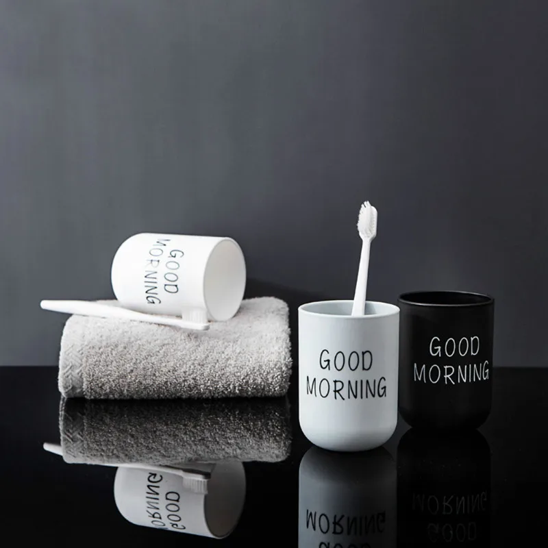 

New Nordic Style Travel Portable Washing Cup Couple Bathroom Sets Plastic Good Morning Toothbrush Holder Storage Organizer Cup