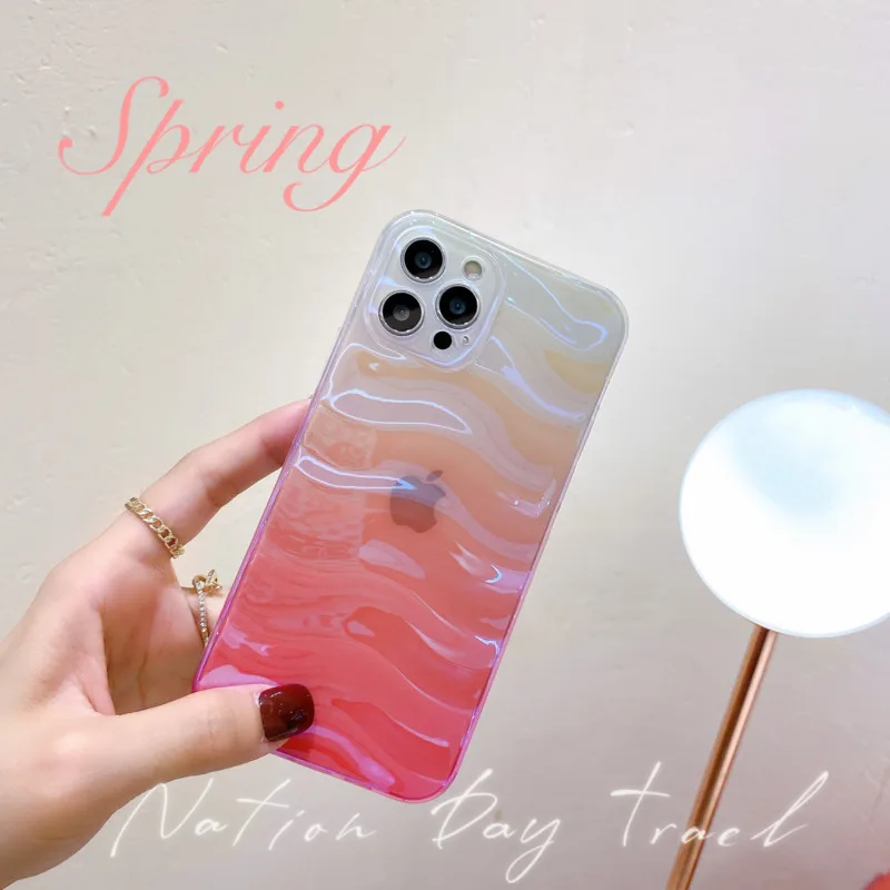 

Laser Gradient Colorful Phone Case For iPhone 11 12 11 Pro Max XR XS Max X 7 8 Plus 12 Pro SE 2 Hard PC Transparent Stripe Cover
