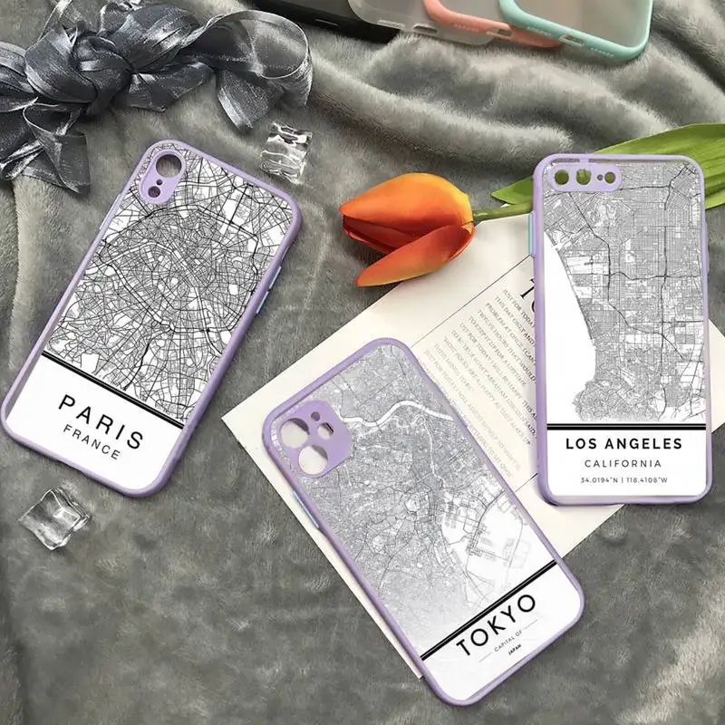 

London Country Sketch City Map Phone Case matte transparent For iphone 7 8 11 12 plus mini x xs xr pro max cover