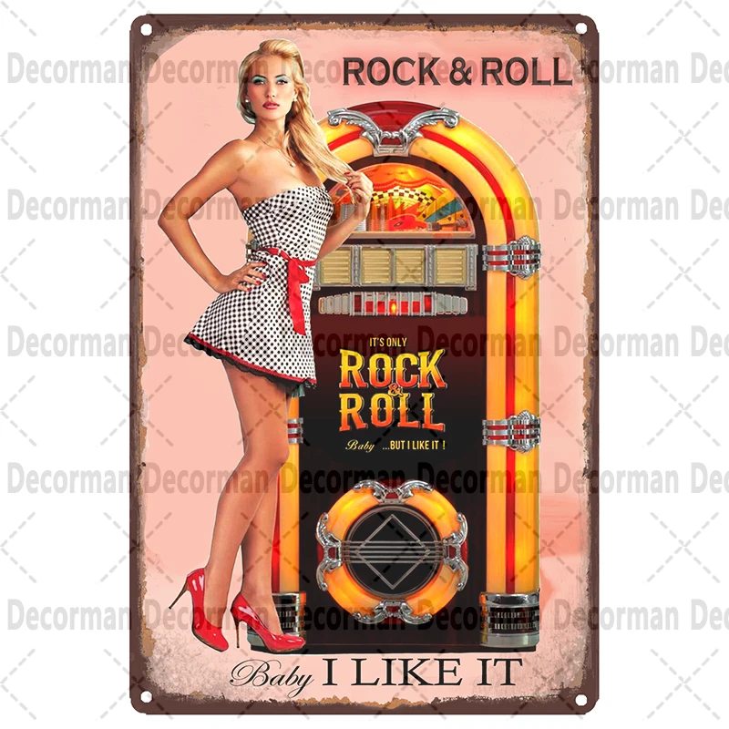 [Mike86] JUKEBOX пин-ап музыкальный металлический знак настенный плакат винтажный
