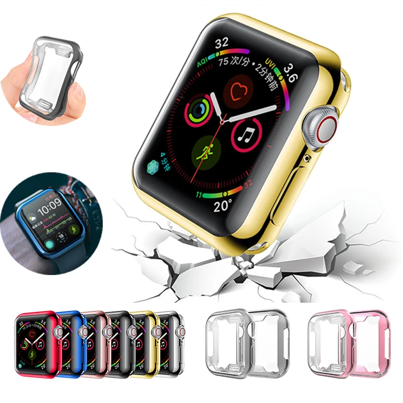 Чехол для часов 360 тонкий Apple Watch чехол 5 4 3 2 1 38 мм 40 мягкий прозрачный ТПУ протектор
