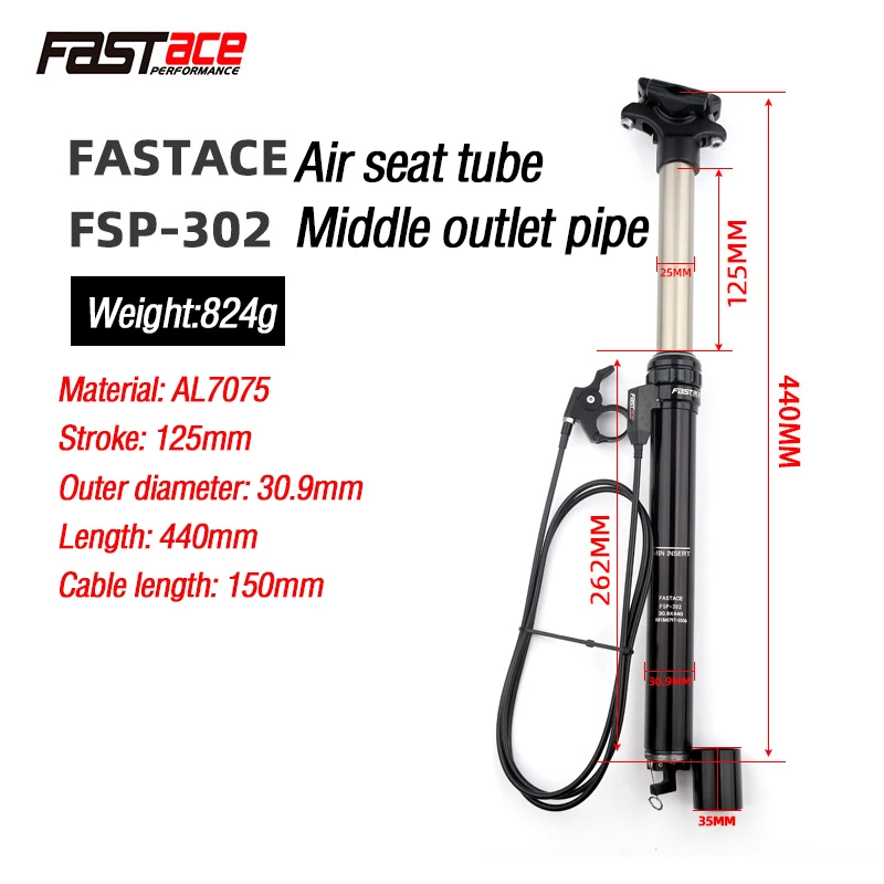 

Fastace bike cross-country shockproof hydraulic shock absorber seatpost 27.2 dropper Mountain Bike Air/Hydraulic Wire Lift t