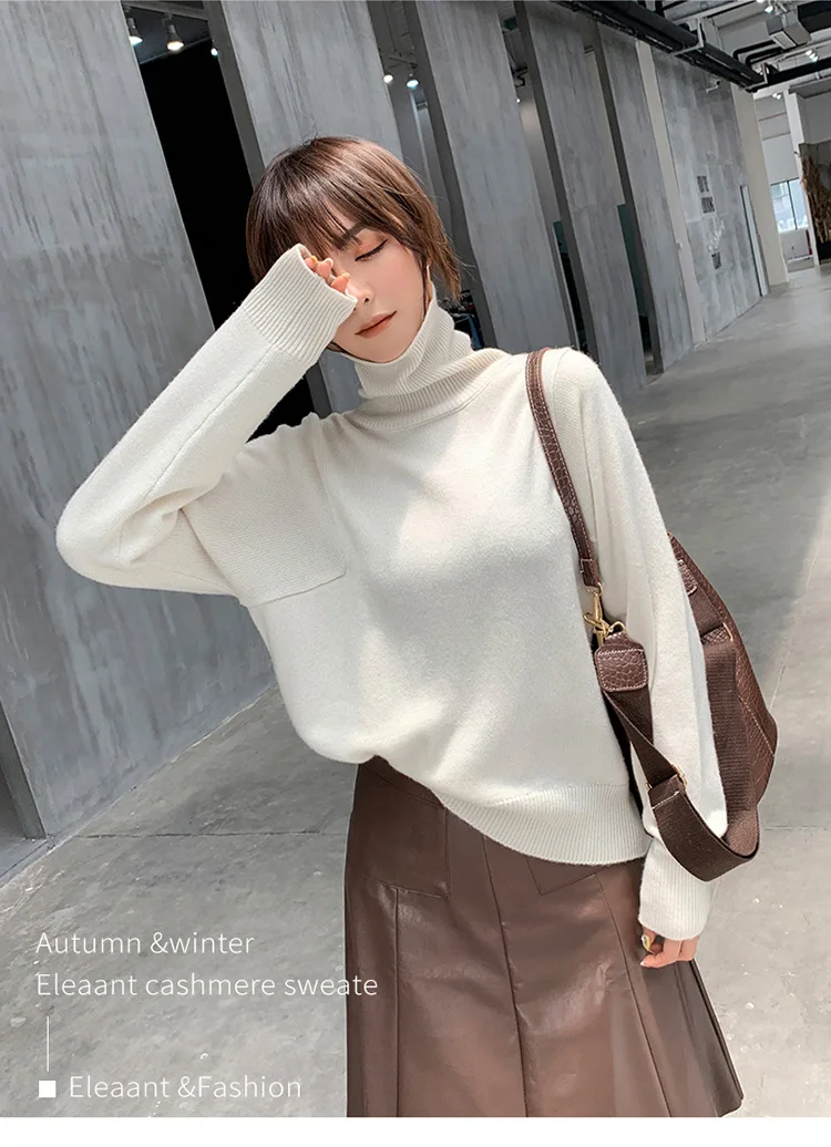 Дэн zi на осень-зиму 100% кашемировый свитер женский пуловер с высоким воротом для