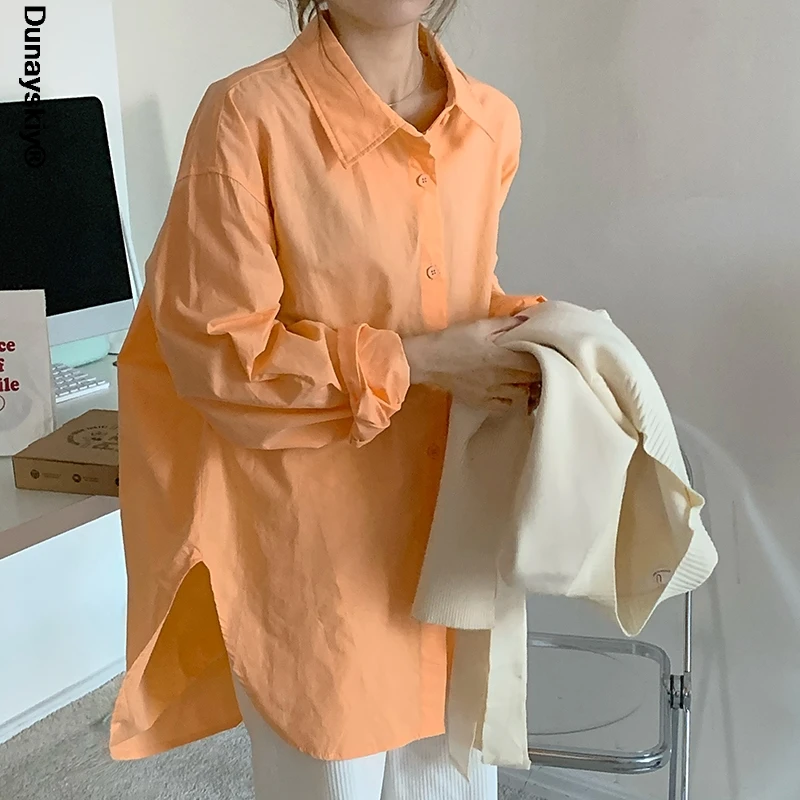 

New 2021 Women Summer Autumn Blouses Shirts Buttons Casual Vintage Cotton and Linen Oversize Office Wild Tops