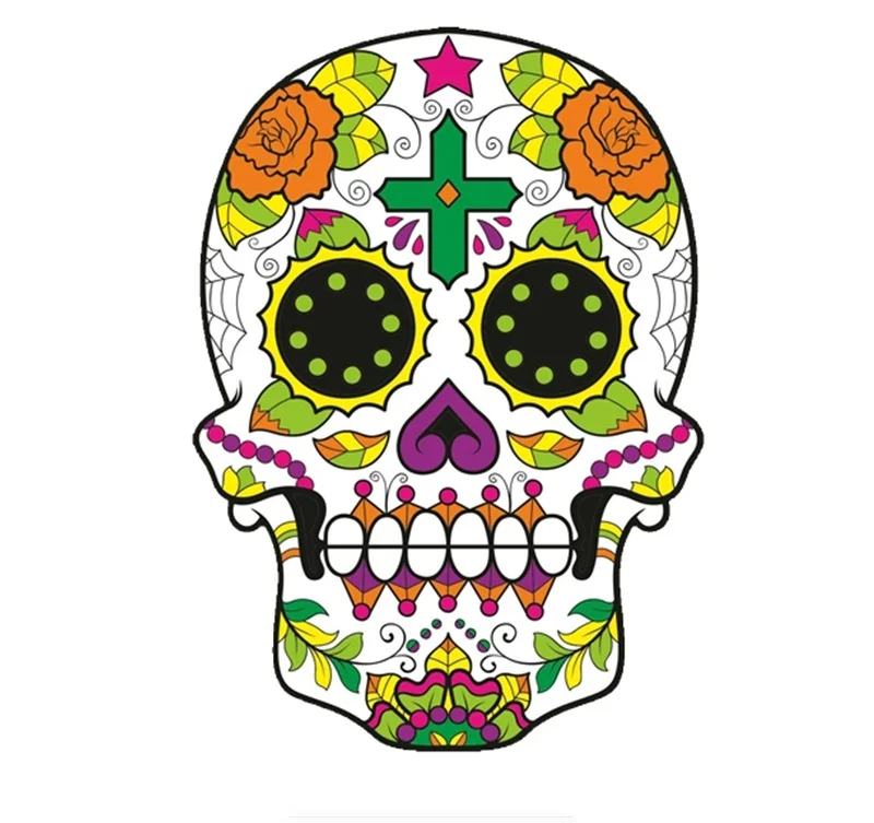 

Sugar Skull Mexican Day of the Dead car sticker PVC coloful Decals Motorcycle Accessories sticker
