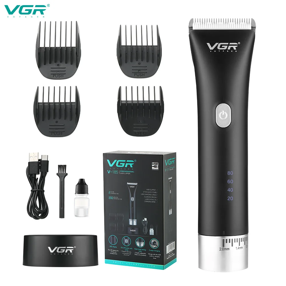 

VGR New V-185 Electric Hair Clipper Barber Cordless Fine Tune Shaver Beard Hair Trimmers USB Recharge LED Display Hair Clippers