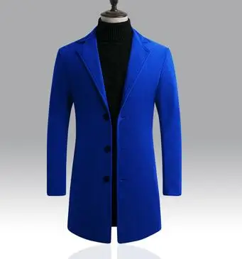 Blue 5XL белые длинные пальто мужские королевские синие стимпанк мужские Kahaki ветровки приталенные модные Длинные куртки мужские тренчи серый - Цвет: Blue