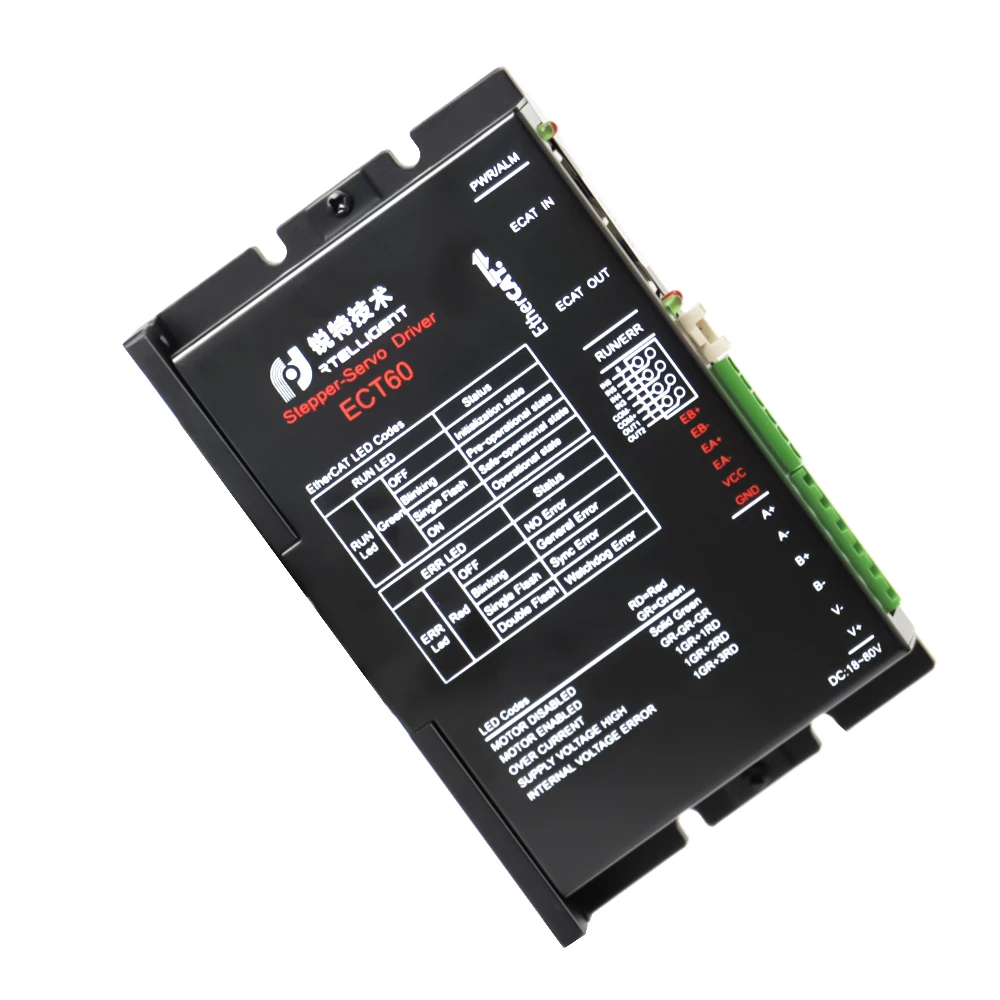 Rtelligent Nema 23 24 80V DC EtherCAT Fieldbus Тип замкнутый цикл шаговый двигатель драйвер CiA402