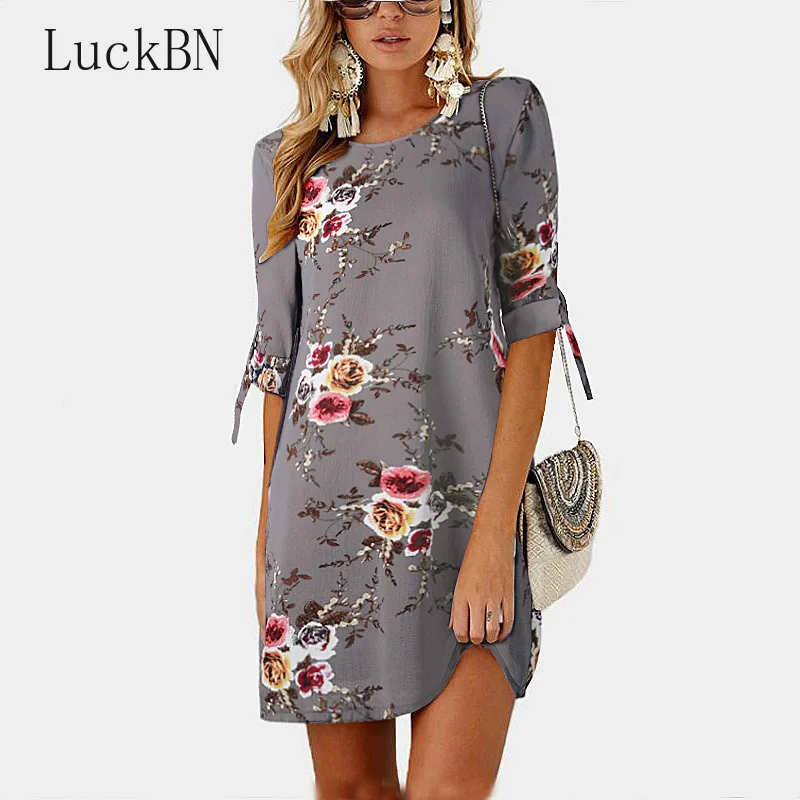 Женское прямое платье с цветочным принтом большие размеры|Женские платья| |