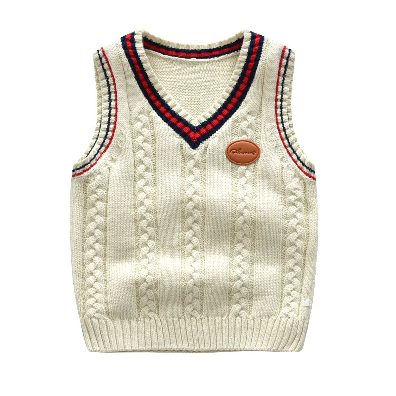 Осенне зимняя школьная форма для маленьких девочек жилет вязаный свитер без