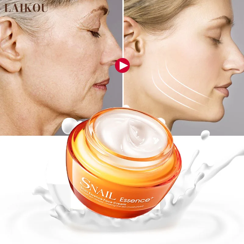 LAIKOU Snail Essence Face Cream Hyaluronic Acid Nourishing Cream Anti-aging Anti-Wrinkle Moisturizing Lifting Firm Facial Skin