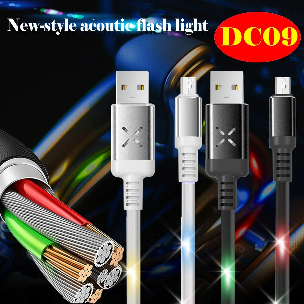 Микро Usb кабель 1 м Голосовая активированная подсветка быстрое зарядное